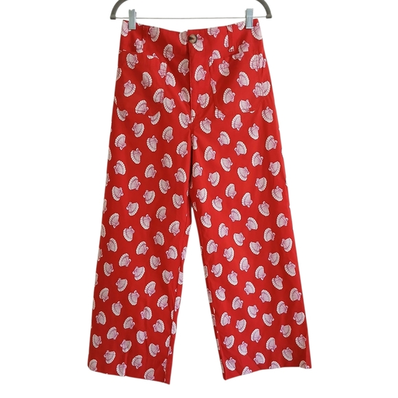 Maeve Anthropologie The Colette Wide Leg Crop Pants Women's 28 Red Seashell EUC - Picture 1 of 6